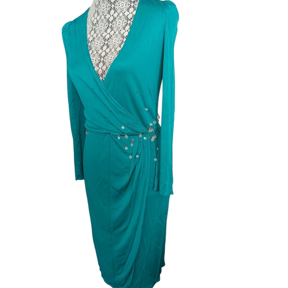Emilio Pucci Green Embellished Wrap Dress